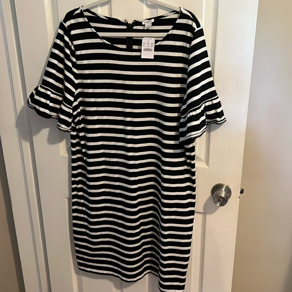 NWT J.Crew Factory black and white stripped dress size XXL